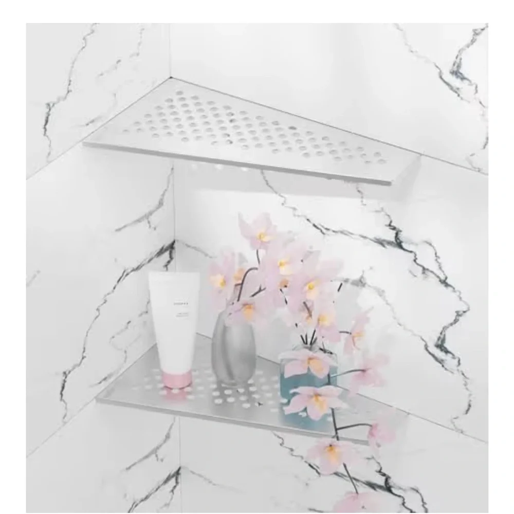 Silver Corner Shower Caddy Shelves 12” silver